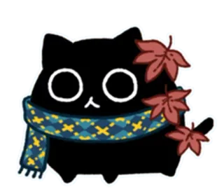 🙄 33073a3d Katze, Herbst, Herbst, Schal, Blätter, süß, kawaii whatsapp sticker