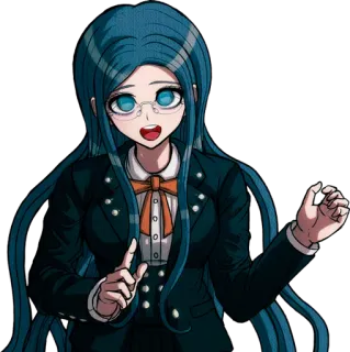 βΊοΈ 50fe2f53 Tsumugi Shirogane Danganronpa anime, character, glasses, school uniform, blue hair whatsapp sticker