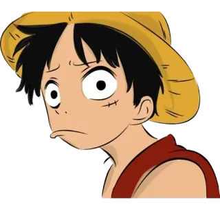 😟 52b97b97 Monkey D. Luffy One Piece anime, Monkey D. Luffy, One Piece, Chapéu de Palha, preocupado, desenho animado, personagem telegram sticker