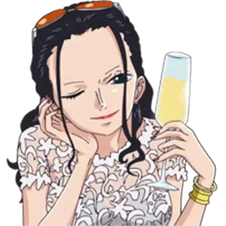 😉 a1d88d86 Nico Robin One Piece Anime, One Piece, Nico Robin, Bebida, Piscadela, Personagem, Mangá telegram sticker