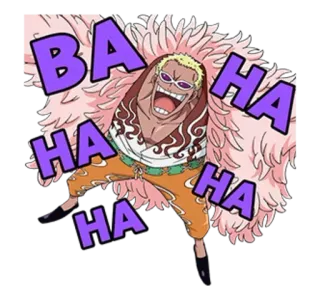 😂 d1202b30 Donquixote Doflamingo One Piece BAHAHA Anime, One Piece, Donquixote Doflamingo, Doflamingo, Rindo, Vilão telegram sticker