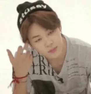 🖕 6538d6c1 persoon, muts, gebaar, middelvinger, kpop, zanger telegram sticker