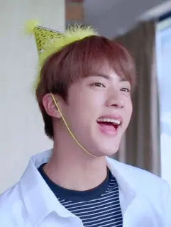 🥳 a14c3b9e Jin Kpop, BTS, Jin, feest, feestmuts, zanger telegram sticker