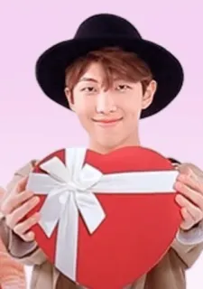 💝 fa19f649 RM RM, BTS, K-Pop, Hart, Cadeau, Hoed, Portret, Bekende persoon telegram sticker