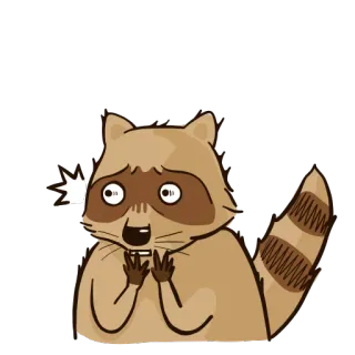 😮 6ba7f507 浣熊, 震惊, 惊讶, 可爱, 动物, 卡通, 表情符号, 贴纸 telegram sticker