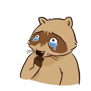 😢 e3bf6770 浣熊, 哭泣, 伤心, 动物, 卡通, 情绪 telegram sticker