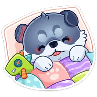 😴 e157bc94 Hund, Schlaf, süß, Haustier, Cartoon, Tier, Kissen telegram sticker