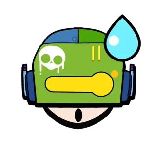 ❤️ 9152852e Sticker, Personage, Robot, Schedel, Zweetdruppel, Groen, Blauw, Cartoon telegram sticker