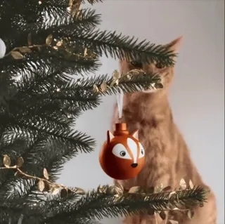 😌 d1751eac kot, choinka, ozdoba, lis, święto, dekoracja telegram sticker