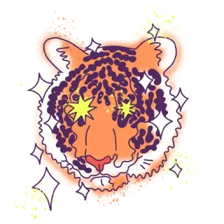 🤩 eda737cc 虎, 動物, 野生動物, 猫, ステッカー, イラスト, キラキラ, かわいい telegram sticker