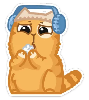 🎅 1b34030a кот, животное, зима, наушники, снежок, милый, стикер telegram sticker