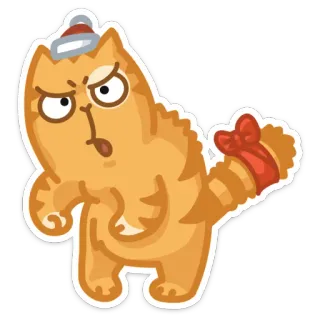 🎅 3a3ae2cc кот, злой, стикер, мультфильм, животное, рыжий telegram sticker