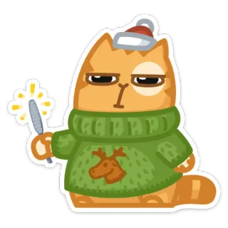 🎅 4801a7d9 кот, рождество, зима, свитер, олень, праздник telegram sticker