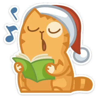 🎅 48b638e2 кот, рождество, пение, праздник, зима, музыка, праздничный, милый telegram sticker