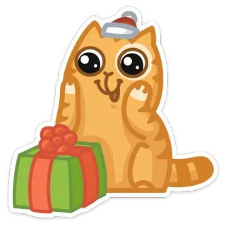 🎅 66ed3221 кот, рождество, подарок, милый, стикер, праздник telegram sticker