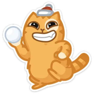 🎅 6a2fe2fa кот, животное, снежок, зима, рождество, шляпа, апельсин telegram sticker