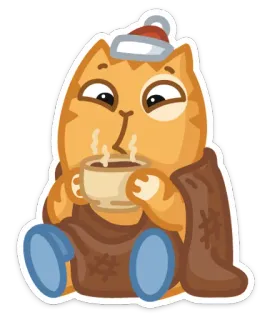 🎅 c294dfb8 кот, зима, уют, чай, плед, шапка, милый telegram sticker