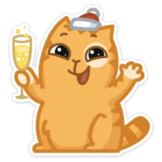 🎅 db65ee7a кот, рождество, праздник, мультфильм, тост, вечеринка telegram sticker