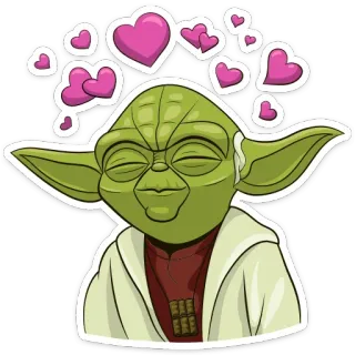 ❤️ 8bb4f28c Yoda Star Wars ヨーダ, スターウォーズ, ハート, 愛, かわいい, ステッカー telegram sticker