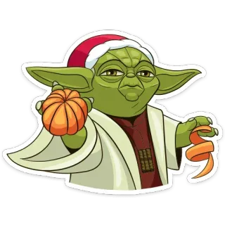 🍊 df6ffc5b Yoda Star Wars ヨーダ, スターウォーズ, クリスマス, ホリデー, サンタ帽子, 漫画 telegram sticker