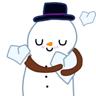 🥰 090fbb13 Boneco de neve, Inverno, Feriado, Fofo, Desenho animado, Neve, Chapéu, Festivo whatsapp sticker