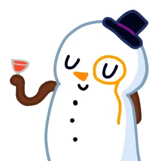 🧐 ee7ec63f boneco de neve, monóculo, cartola, vinho, inverno, feriado whatsapp sticker