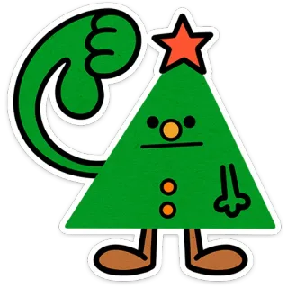 🎄 3f3f3e7d Navidad, árbol de Navidad, dibujos animados, fiesta, estrella, verde, divertido whatsapp sticker