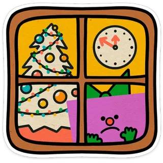 😑 da67f617 Navidad, ventana, regalo, árbol, fiesta, festivo whatsapp sticker
