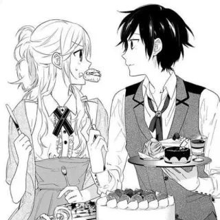 ♠️ b65ecc61 อนิเมะ, มังงะ, คู่รัก, ของหวาน, เค้ก, พนักงานเสิร์ฟ telegram sticker