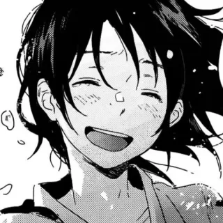 ☺️ c465181d Anime, Mangá, Sorriso, Preto e branco, Garota, Retrato telegram sticker