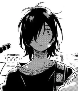 😨 f9e24374 Anime, Mangá, Desenho animado, Retrato, Preto e branco, Personagem telegram sticker