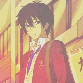 😶 28b1f5b2 Anime, Uniforme scolastica, Ragazzo, Giacca rossa, Studente telegram sticker