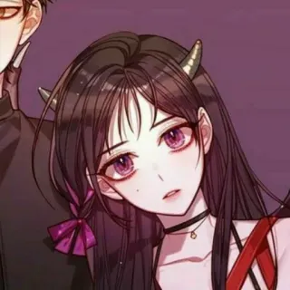 🌓 37ee75d4 Cartone animato, Anime, Ritratto, Ragazza, Diavolo, Corna telegram sticker