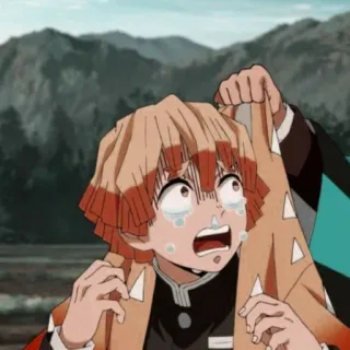 🌓 405664b5 Zenitsu Agatsuma Demon Slayer Anime, Manga, Demon Slayer, Zenitsu Agatsuma, piangendo, spaventato, personaggio, emotivo telegram sticker