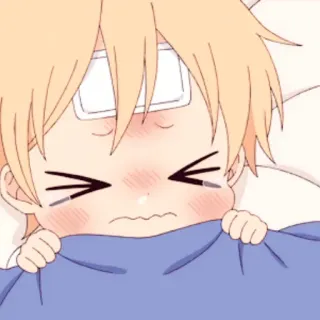 😖 c53436bb Anime, Malato, Febbre, Carino, Mal di testa, Cartone animato, Ragazzo telegram sticker