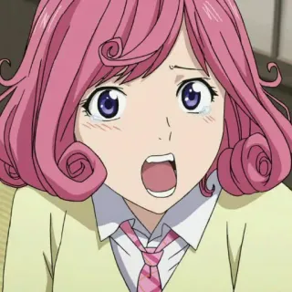 😩 e5fd90f8 Anime, Piangere, Capelli rosa, Cartone animato, Scioccato telegram sticker