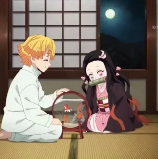 🐾 7b997501 Zenitsu Agatsuma Demon Slayer Anime, Demon Slayer, Nezuko Kamado, Zenitsu, süß, Cartoon whatsapp sticker