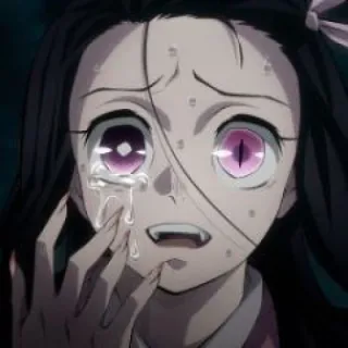 🙂 03daf604 Nezuko Kamado Demon Slayer anime, nezuko, demon slayer, piangendo, triste, manga telegram sticker