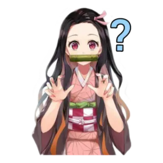 🧐 0d3d609c Nezuko Kamado Demon Slayer anime, Nezuko, Demon Slayer, point d'interrogation, mignon, fille whatsapp sticker