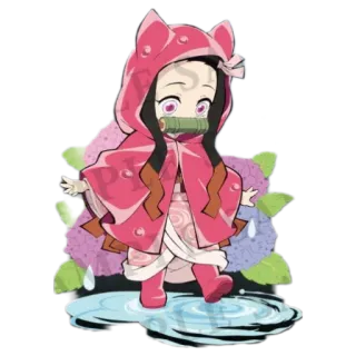 ☔️ 777112ca Nezuko Kamado Demon Slayer nezuko, kamado, demon slayer, anime, manga, chibi, mignon, sweat à capuche, rose whatsapp sticker