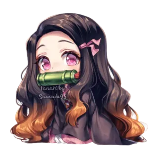 😮 adc30eb2 Nezuko Kamado Demon Slayer fanart by Sasucchi95 Anime, Manga, Nezuko, Demon Slayer, Chibi, Mignon whatsapp sticker