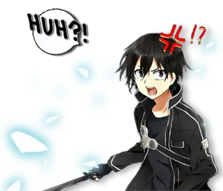 💢 1a2b4646 HUH?! อนิเมะ, ตัวละคร, คำถาม, ดาบ, สับสน telegram sticker