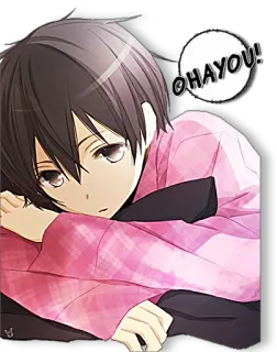 ✋ 29a52e25 OHAYOU! อนิเมะ, เด็กผู้ชาย, ทักทาย, คาวาอิ telegram sticker