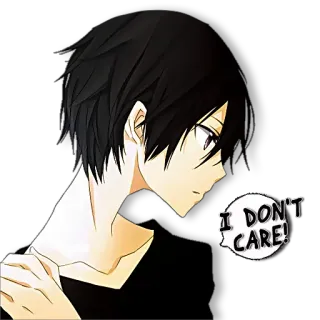 😒 4fd87c9e I DON'T CARE! อนิเมะ, เด็กผู้ชาย, อีโม, เฉยเมย, ประมาท telegram sticker
