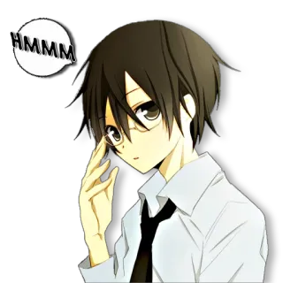 🤓 ded95fdf HMMM อนิเมะ, เด็กผู้ชาย, แว่นตา, กำลังคิด, หืม, ฉลาด telegram sticker