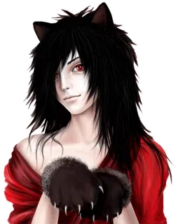🐱 080d8508 wolf, weerwolf, rood, furry, anime, manga, fantasy telegram sticker