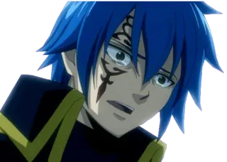 😢 da22b412 Jellal Fernandes Fairy Tail 动漫, 蓝发, 杰拉尔, 妖精的尾巴, 角色, 纹身, 含泪 telegram sticker
