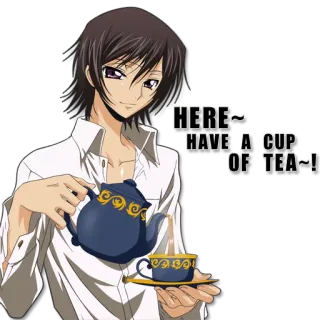 ☕ fc694a96 HERE ~ HAVE A CUP OF TEA~! chá, anime, desenho animado, xícara, bebida, bule whatsapp sticker