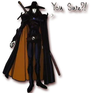 😐 95a6392a Alucard Hellsing You Sure?! 吸血鬼, 动漫, 漫画, 皇家国教骑士团, 阿卡多, 武器 telegram sticker