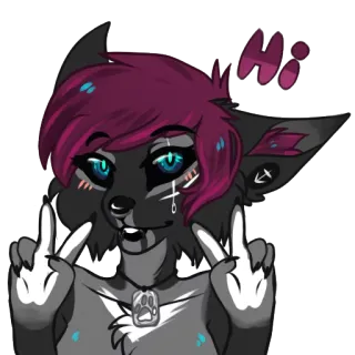 😄 6f050ba5 hi Furry, Dibujo animado, Animal, Lobo, Personaje, Saludo whatsapp sticker